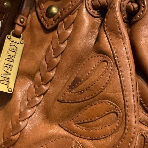 Rare LOCKHEART Braidy Bunch Bag Floral Embroidered Leather Camel Boho Vintage - Picture 7 of 8